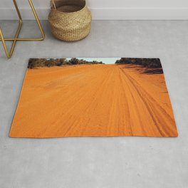 Australia Photography - Orange Dirt Road Between Dry Bushes Rug