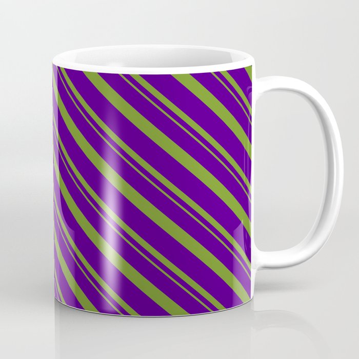 Indigo and Green Colored Striped/Lined Pattern Coffee Mug