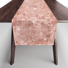 Luxury Rose Gold Sparkly Sequin Pattern Table Runner