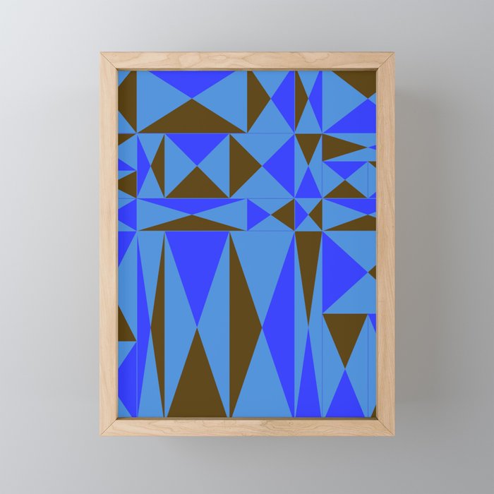 Abstraction_GEOMETRIC_BLUE_TRIANGLE_PATTERN_POP_ART_1130A Framed Mini Art Print