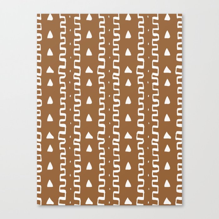 Merit Mud Cloth Light Brown and White Triangle Pattern Canvas Print