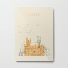 Colorful Skylines: Aberdeen, Scotland Metal Print | Graphicdesign, Landmarks, Travel, City, Colorful, Scottish, Scotland, Abstract, Aberdeenskyline, Drawing 
