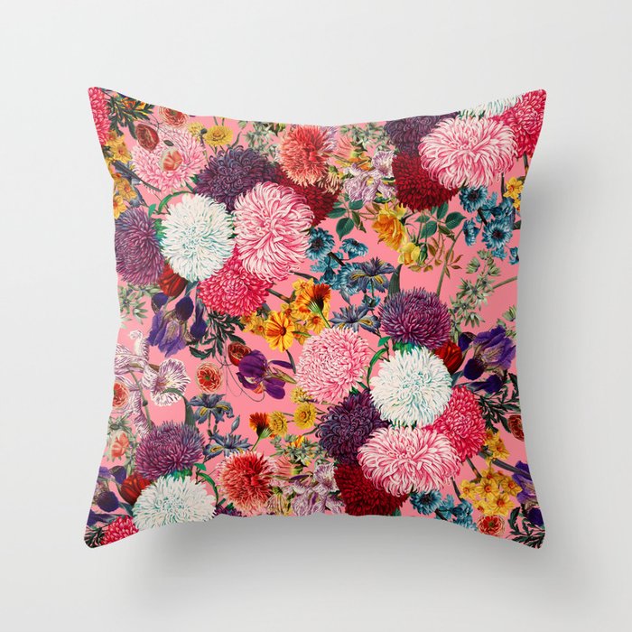 Floral Pink Pattern Throw Pillow