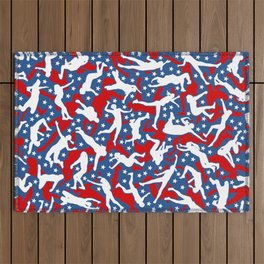 Volleyball Player USA American Flag Camo Camouflage Pattern Outdoor Rug