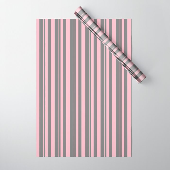 Pink & Gray Colored Lines Pattern Wrapping Paper