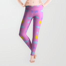 Suns and Stars and Clouds Pattern Leggings