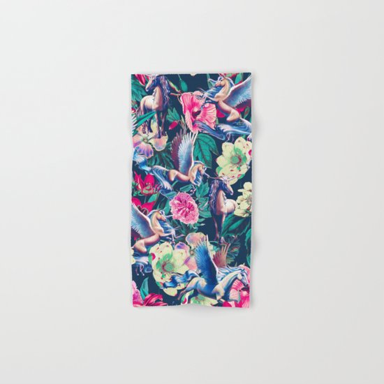 Unicorn and Floral Pattern Hand & Bath Towel