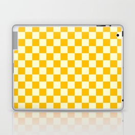 Cream Yellow and Amber Orange Checkerboard Laptop Skin