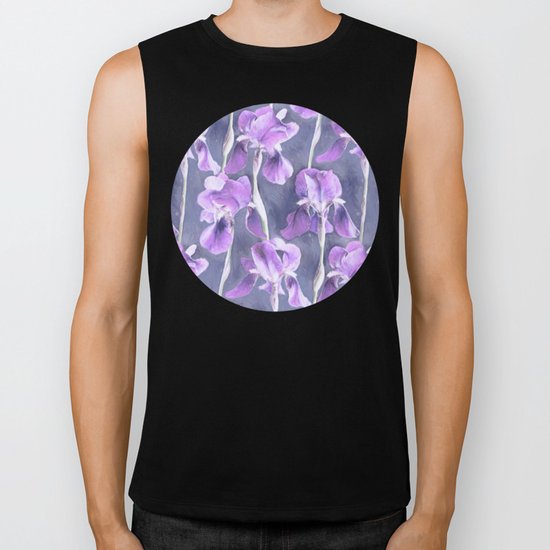 Simple Iris Pattern in Pastel Purple Biker Tank