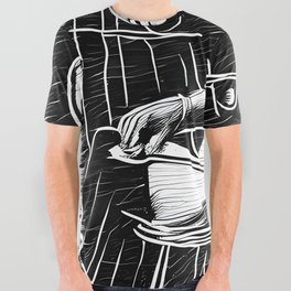 Black and White, Granny in Lazy All Over Graphic Tee