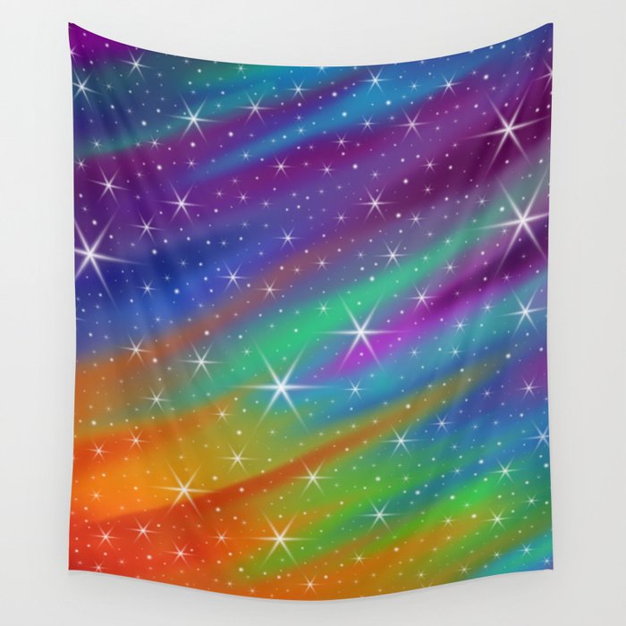 Twinkling Stars Space Rainbow Galaxy Wall Tapestry