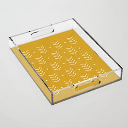 Arrow Lines Geometric Pattern 15 in old gold Acrylic Tray