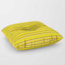 [ Thumbnail: Yellow, Sienna & Tan Colored Lines/Stripes Pattern Floor Pillow ]