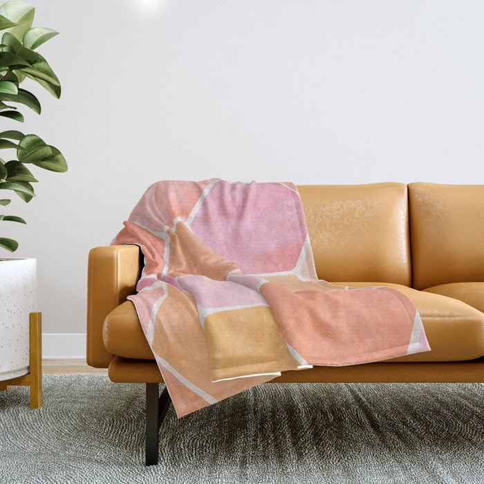 Pink and Orange Geometric Shapes Throw Blanket