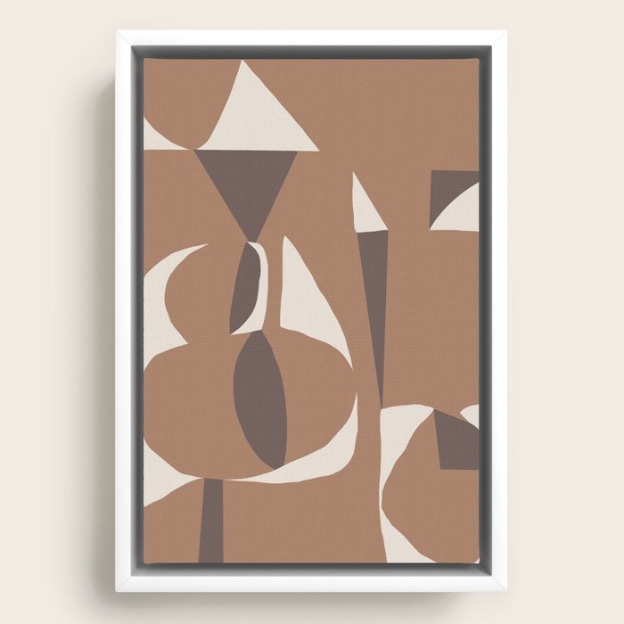 Mocha abstract decorative Framed Canvas by Little Dean | Society6