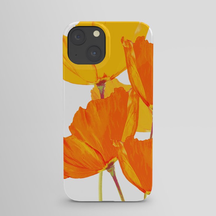 Orange and Yellow Poppies On A White Background #decor #society6 #buyart iPhone Case