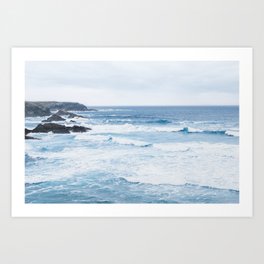 Brittany, France I Nature blue waves wild boho Atlantic ocean sea coastal minimalist landscape view Art Print