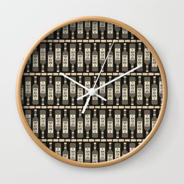 Wine Bottle Stripes on a Dark Background Wall Clock