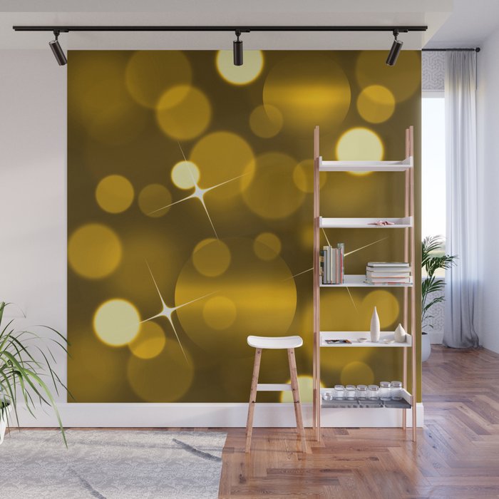 Elegant gold yellow abstract gradient bokeh Wall Mural