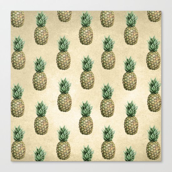 Vintage Pineapple Pattern Linen Canvas Print