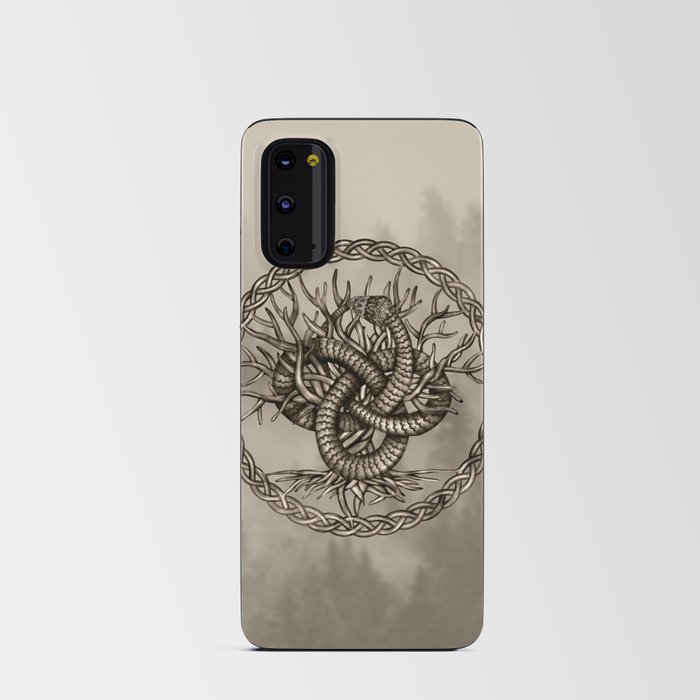 Ouroboros Celtic Knot with Tree of Life Sepia Android Card Case