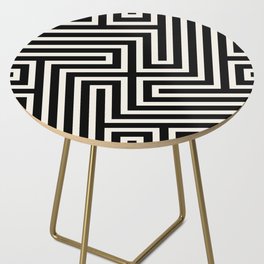 Geometric Mid Century Modern Maze - Black & White Side Table