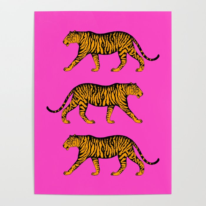 Tigers (Magenta and Marigold) Poster