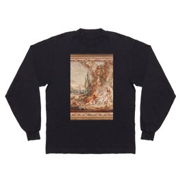 Antique 19th Century Romantic Lovers French Aubusson Tapestry Long Sleeve T-shirt