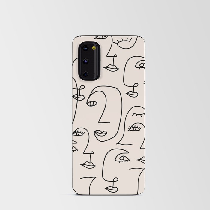 Abstract Faces Line Art Android Card Case