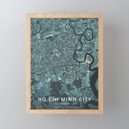 Ho Chi Minh City, Vietnam - Cream Blue Framed Mini Art Print