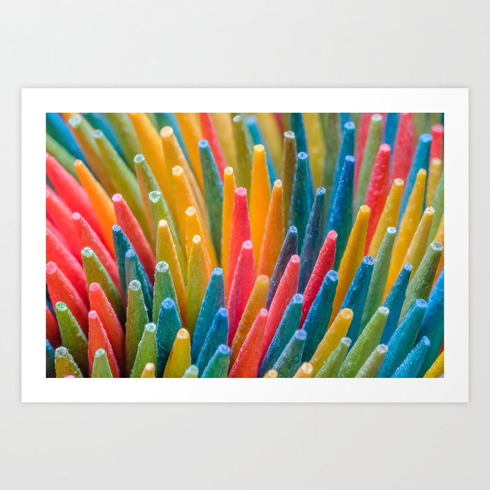 Multicolored Wooden Toothpicks Abstract Photograph Art Print