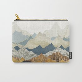 Distant Peaks Carry-All Pouch | Graphicdesign, Digital, Curated, Blue, Nature, Mountains, Dream, Contemporary, Landscape, Black 