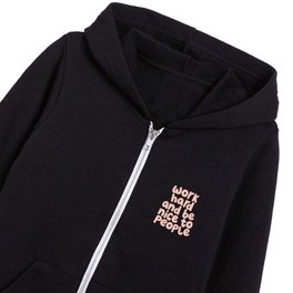 Work Hard and Be Nice to People Typography by The Motivated Type in Light Rose and Viridian Green Kids Zip Hoodie