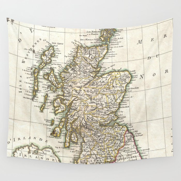 Vintage Map of Scotland (1772) Wall Tapestry by BravuraMedia  Society6
