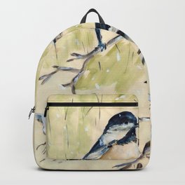 Chickadees Blackcap watercolor Backpack | Birdlover, Birdwatching, Bird, Painting, Birdwatcher, Birder, Black, Birdy, Watercolor, Nature 