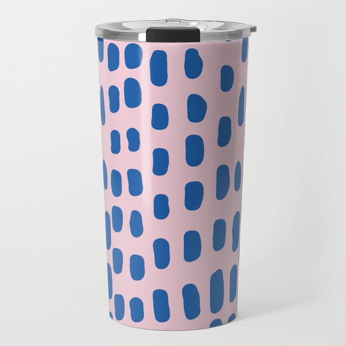 Modern trendy blue pink watercolor brushstrokes Travel Mug