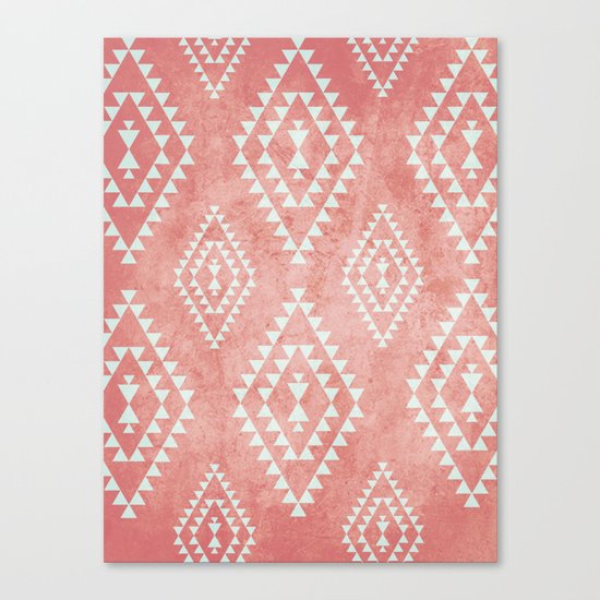 mint & coral tribal pattern (2) Canvas Print