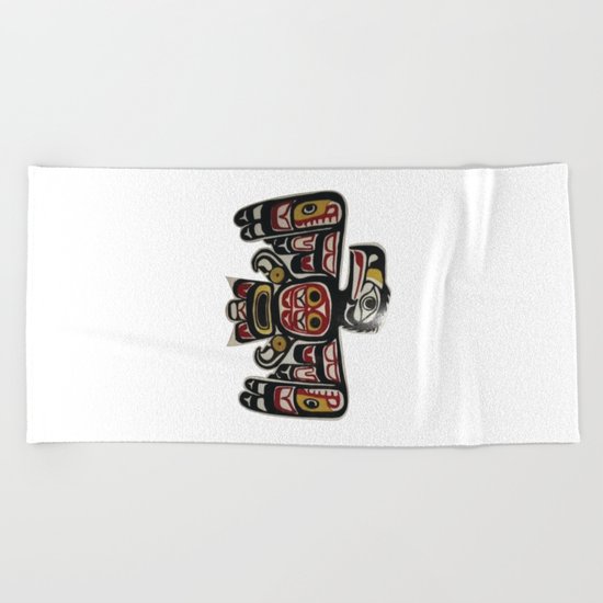 American Native Art Cut In Wood No. 6 Beach Towel