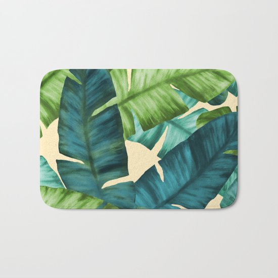Tropical Banana Leaves Original Pattern Bath Mat