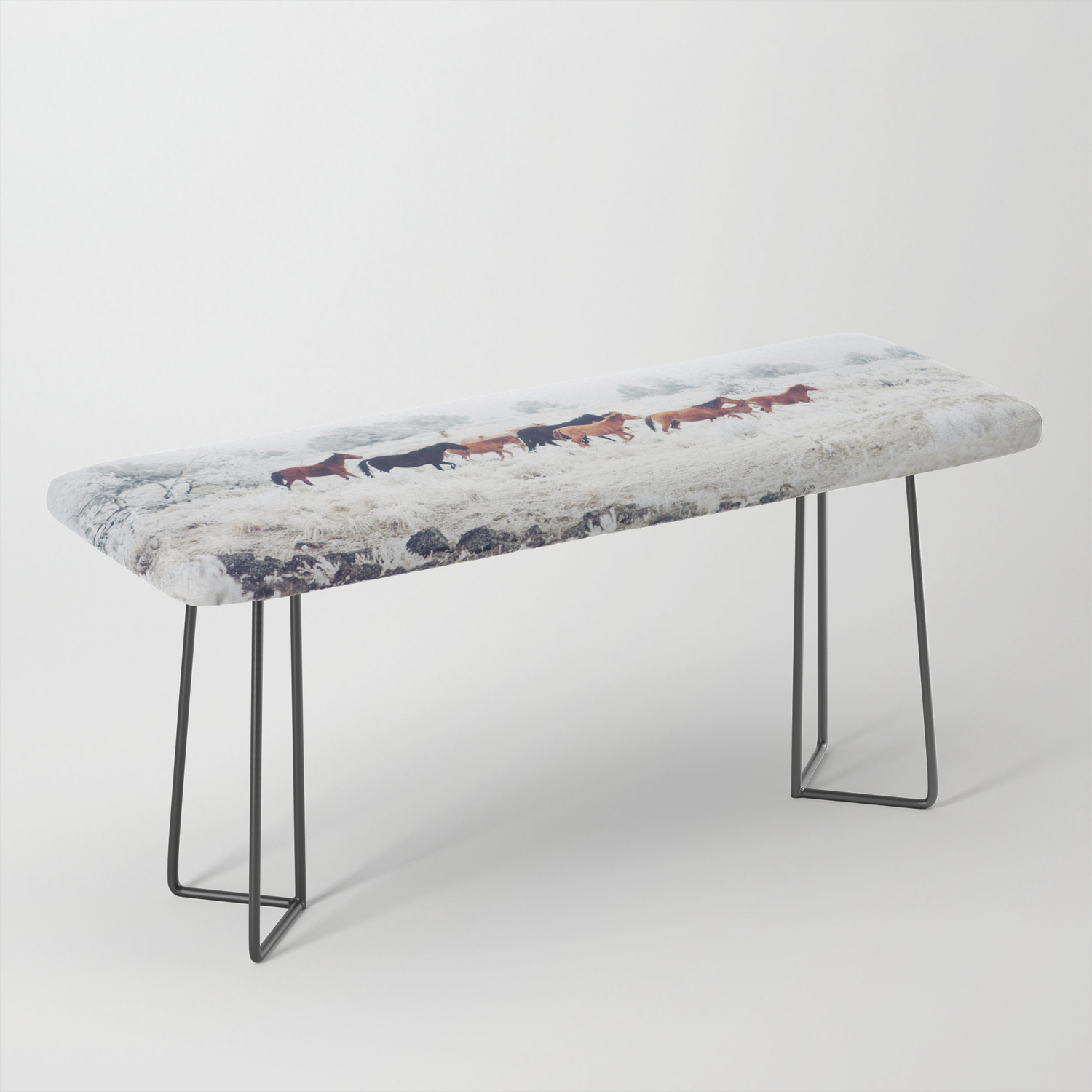 Winter Horse Herd Bench By Kevinruss Society6
