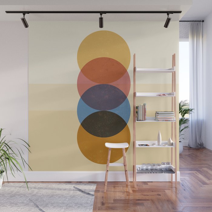 Abstraction_SUNRISE_SUNSET_CIRCLE_RISING_COLORFUL_POP_ART_0425A Wall Mural