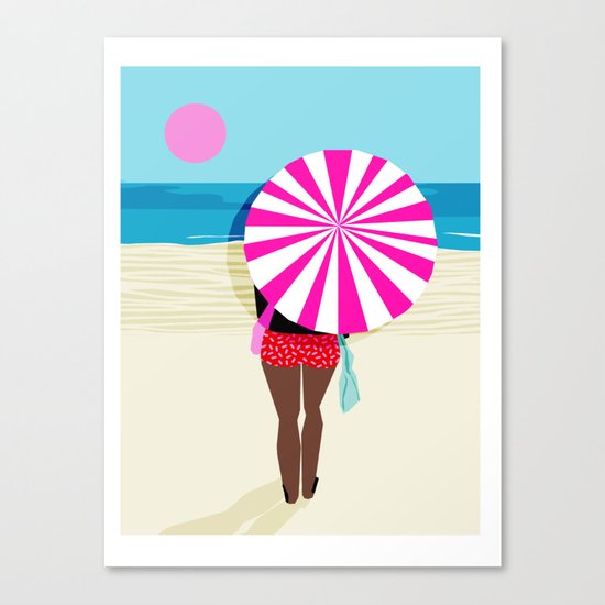 Fer Sure - throwback beach retro socal surfing sport 1980s neon classic 80s style memphis pop art Canvas Print