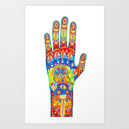 A really colourful hand Art Print