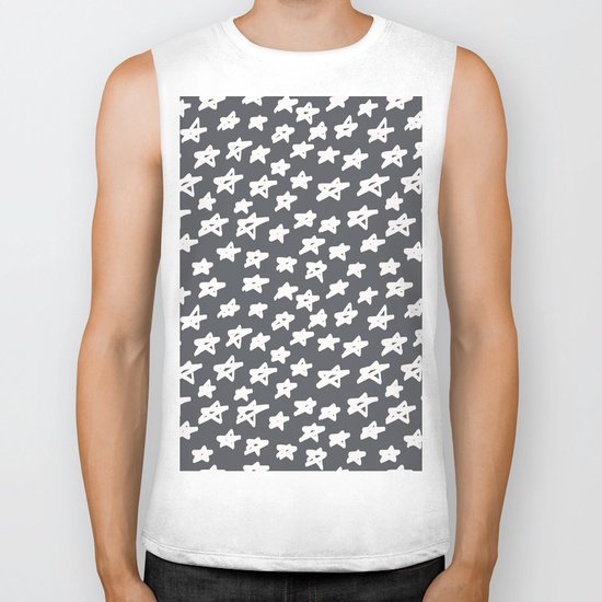 Stars on grey background Biker Tank