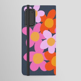 Cheerful Flowers 70’s Retro Navy Android Wallet Case