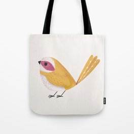 Gold Bird on White Tote Bag