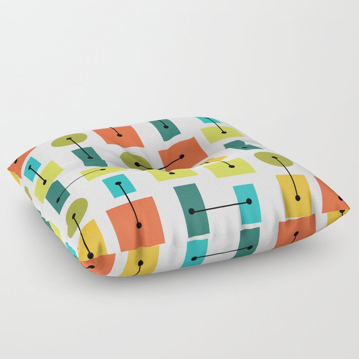 Atomic Age Simple Shapes Multicolored Floor Pillow