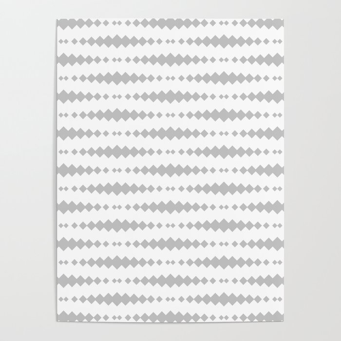 Light Grey Geometric Horizontal Striped Pattern Poster