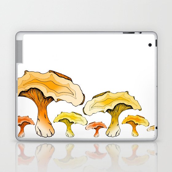 Chanterelle Mushroom, Hand drawn, Pen and Ink, Food, Nature Laptop & iPad Skin