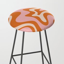 Liquid Swirl Retro Abstract Pattern in Orange Pink Cream Bar Stool